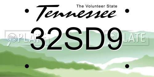 32SD9 Tennessee License Plate