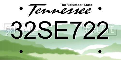 32SE722 Tennessee License Plate