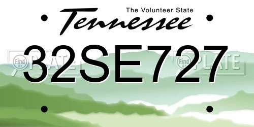 32SE727 Tennessee License Plate