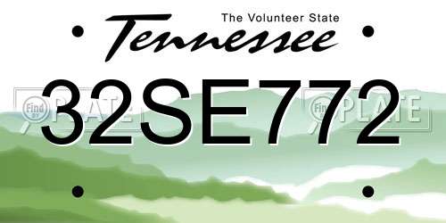 32SE772 Tennessee License Plate