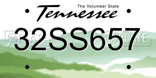 32SS657 Tennessee License Plate