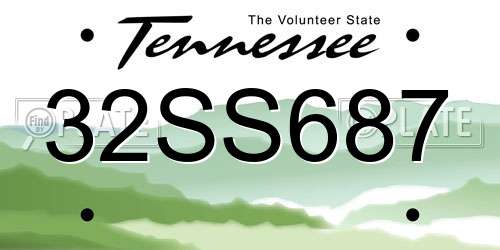 32SS687 Tennessee License Plate