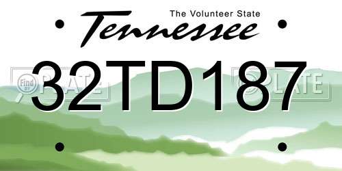 32TD187 Tennessee License Plate