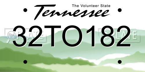 32TO182 Tennessee License Plate