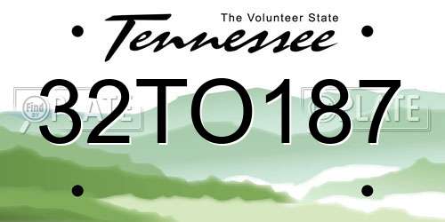 32TO187 Tennessee License Plate