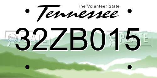 32ZB015 Tennessee License Plate