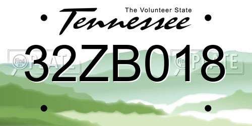 32ZB018 Tennessee License Plate