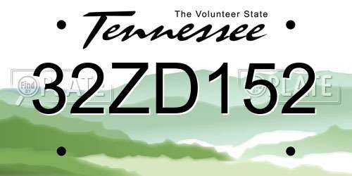 32ZD152 Tennessee License Plate