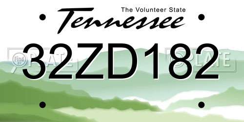 32ZD182 Tennessee License Plate