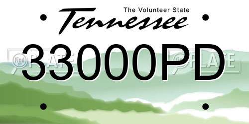33000PD Tennessee License Plate