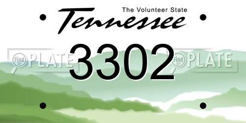 3302 Tennessee License Plate