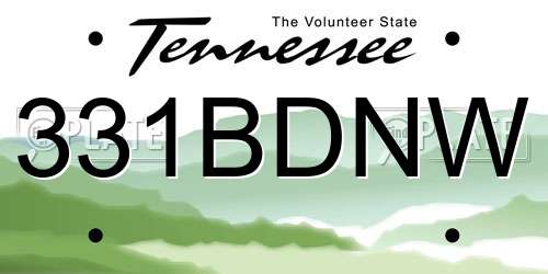 331BDNW Tennessee License Plate