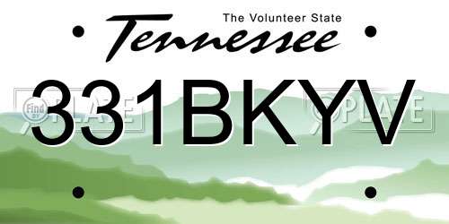 331BKYV Tennessee License Plate