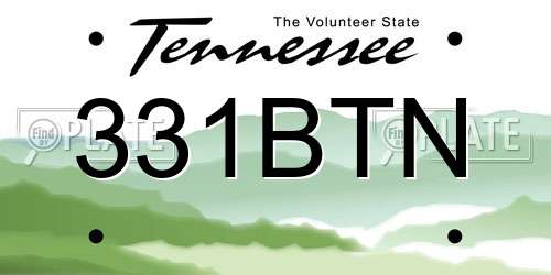 331BTN Tennessee License Plate