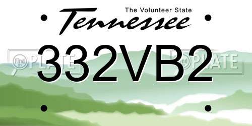 332VB2 Tennessee License Plate