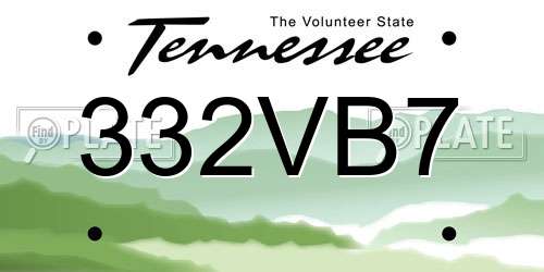 332VB7 Tennessee License Plate