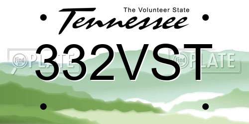 332VST Tennessee License Plate