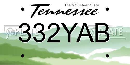 332YAB Tennessee License Plate