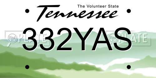 332YAS Tennessee License Plate