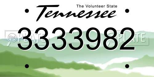 3333982 Tennessee License Plate