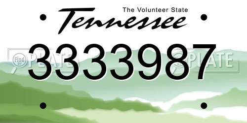 3333987 Tennessee License Plate