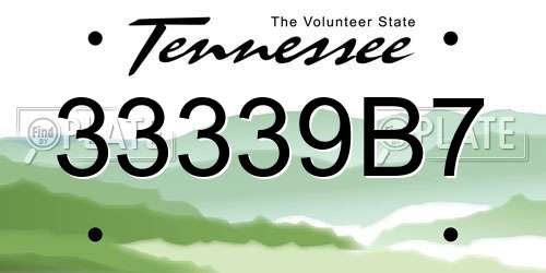33339B7 Tennessee License Plate