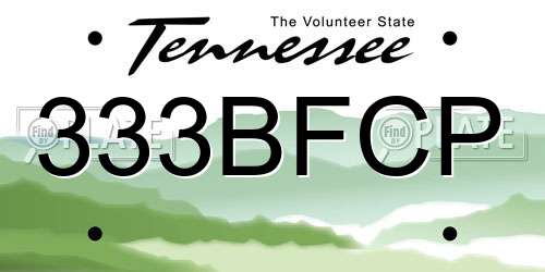 333BFCP Tennessee License Plate