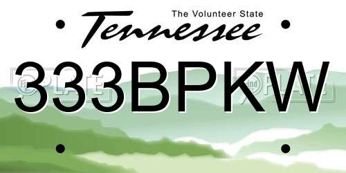 333BPKW Tennessee License Plate
