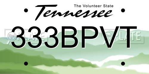 333BPVT Tennessee License Plate