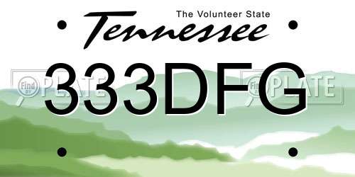 333DFG Tennessee License Plate