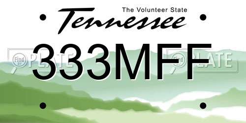 333MFF Tennessee License Plate