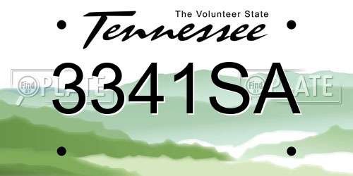 3341SA Tennessee License Plate