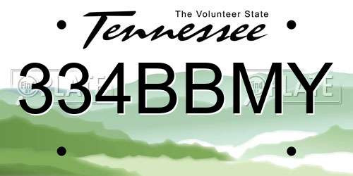 334BBMY Tennessee License Plate