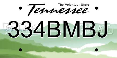 334BMBJ Tennessee License Plate