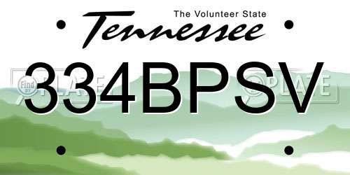 334BPSV Tennessee License Plate