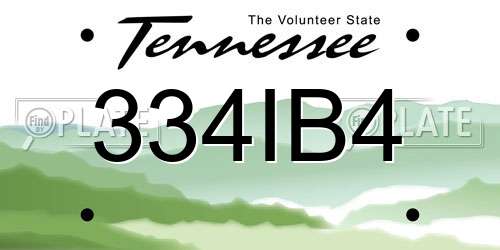 334IB4 Tennessee License Plate