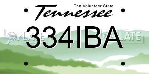 334IBA Tennessee License Plate