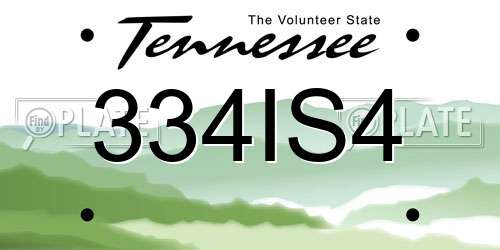 334IS4 Tennessee License Plate