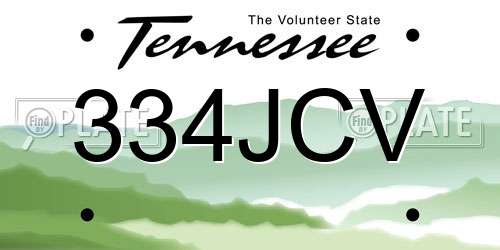 334JCV Tennessee License Plate
