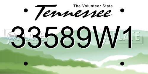 33589W1 Tennessee License Plate