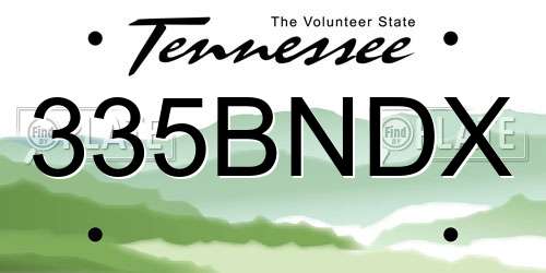 335BNDX Tennessee License Plate
