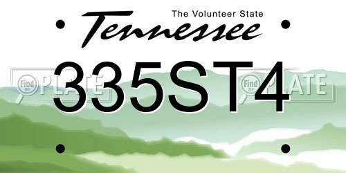 335ST4 Tennessee License Plate