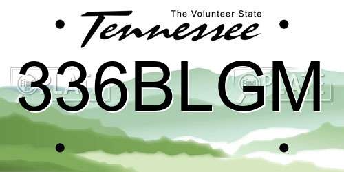 336BLGM Tennessee License Plate