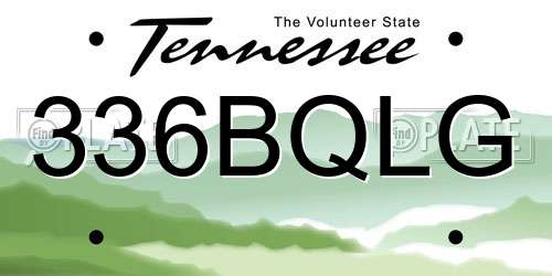 336BQLG Tennessee License Plate