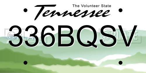 336BQSV Tennessee License Plate