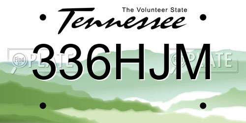336HJM Tennessee License Plate