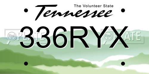 336RYX Tennessee License Plate