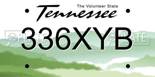 336XYB Tennessee License Plate