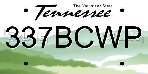 337BCWP Tennessee License Plate