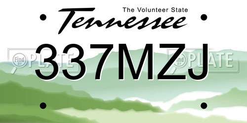 337MZJ Tennessee License Plate